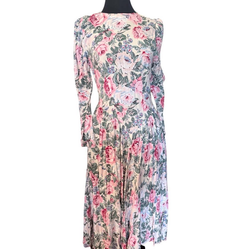 E.D. MICHAELS VINTAGE BASQUE waist Floral DRESS